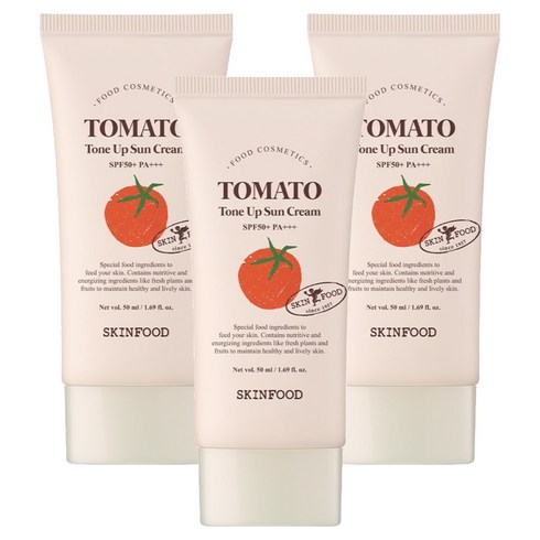 스킨푸드 토마토 톤 업 선크림 SPF50+ PA+++, 50ml, 3개