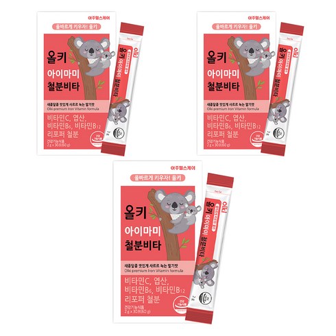 올키 아이마미 철분 비타 딸기맛 30p, 60g, 3개