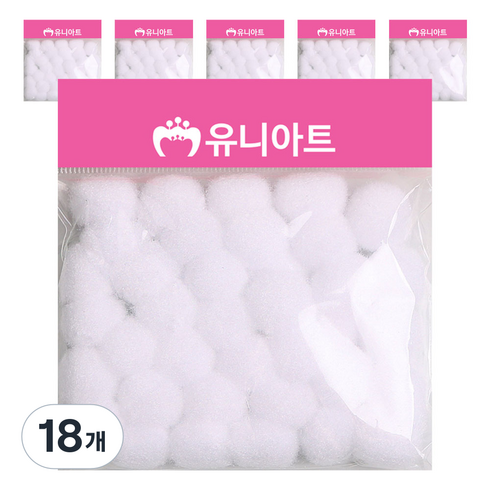 유니아트 1000 퐁퐁 20mm, 흰색, 18개