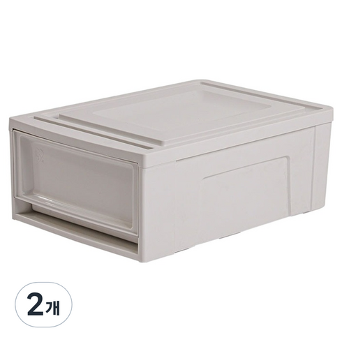 아이리스 국내생산 시스템 수납함 슬라이딩 서랍장 BC-450S, 화이트그레이, 2개