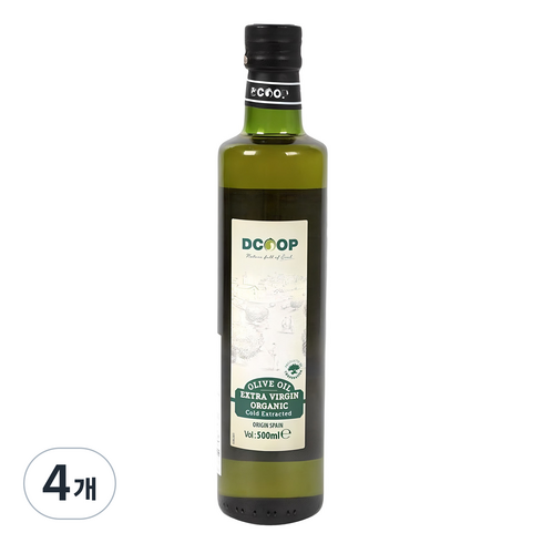 디쿱 유기농 냉압착 엑스트라버진 올리브유, 500ml, 4개