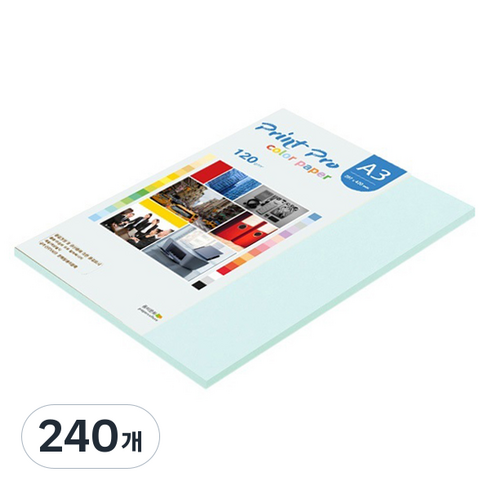 종이문화 프린트프로 얇은 칼라복사지 120g No 15 아쿠아블루, A3, 240개