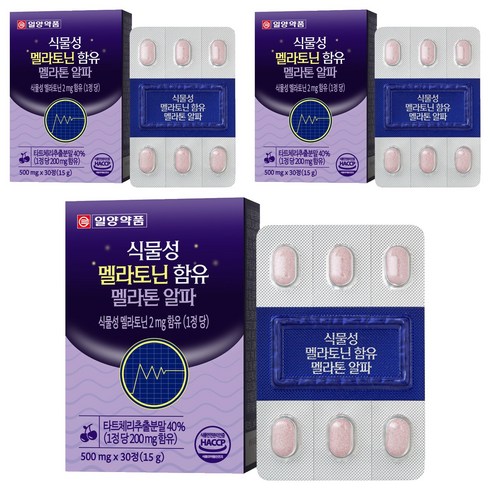 일양약품 식물성 멜라토닌 함유 멜라톤 알파 15g, 3개, 30정