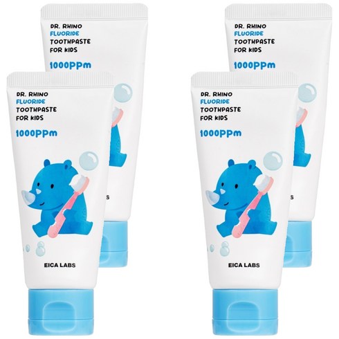 에이카랩스 코뿔소 어린이 불소 치약 청포도향, 60g, 4개