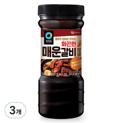 청정원 명가 화끈한 매운갈비 양념, 3개, 840g