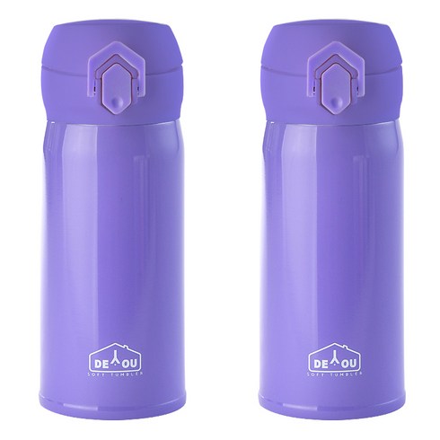 디유 비비드 2중 진공 원터치 보온병, 퍼플, 350ml, 2개