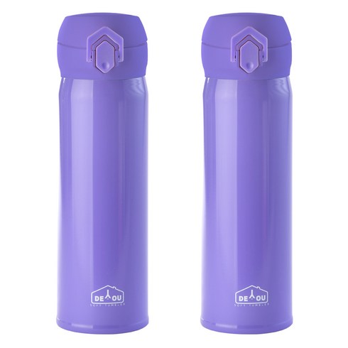 디유 비비드 2중 진공 원터치 보온병, 퍼플, 500ml, 2개