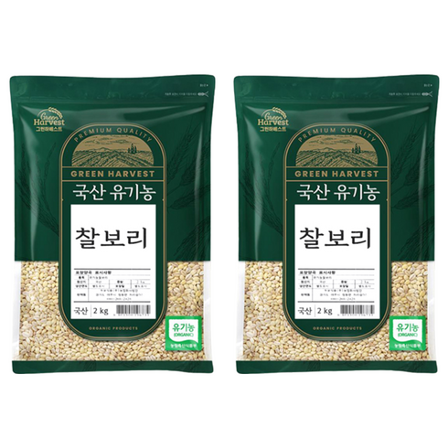 두보식품 국산 유기농 찰보리, 2kg, 2개
