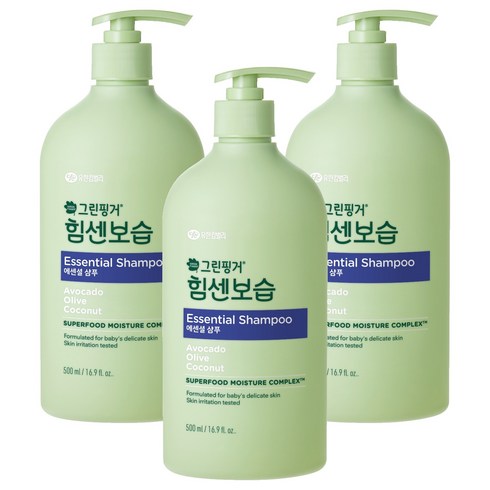 그린핑거 힘센보습 에센셜 샴푸, 500ml, 3개