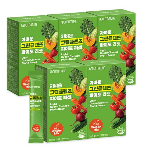 어바웃네이처 가벼운 그린클렌즈 파이토 리셋, 75g, 5개