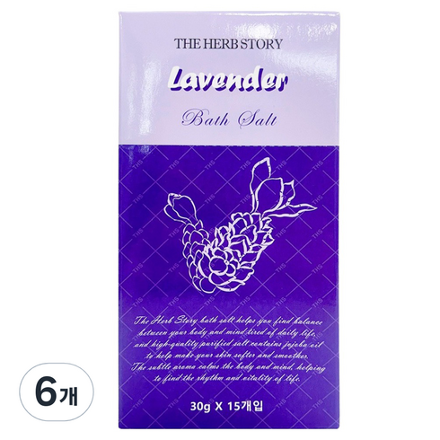 더허브스토리 목욕 마사지 솔트 스틱 입욕제 라벤더, 450g, 6개