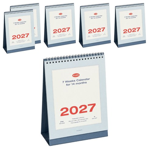 아이코닉 2027 플로우 데스크 캘린더 탁상 달력, 혼합색상, 6개