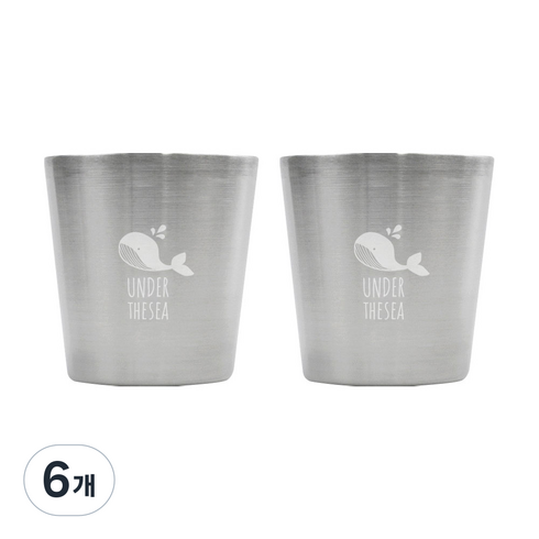 키친유 아동용 언더더씨 스텐 이중컵, 혼합색상, 6개