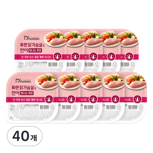 듀먼 전연령용 강아지 빛나는피모 화식사료, 닭+연어, 50g, 40개