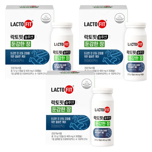 락토핏 솔루션 1 둔감한 장 유산균 12g, 30정, 3개