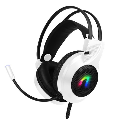 앱코 가상 7.1 RGB 노이즈 캔슬링 마이크 게이밍 헤드셋, N460, 화이트