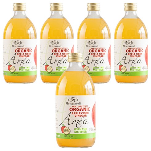 멩가졸리 언필터드 유기농 사과식초, 500ml, 5개