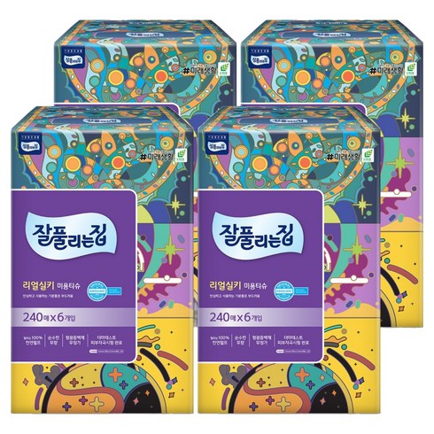 잘풀리는집 리얼 실키 천연펄프 미용티슈, 240매, 24개