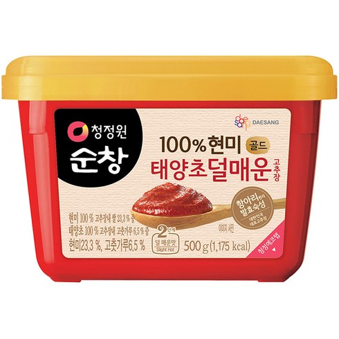 청정원순창 100% 현미 골드 태양초 덜매운 고추장, 500g, 1개
