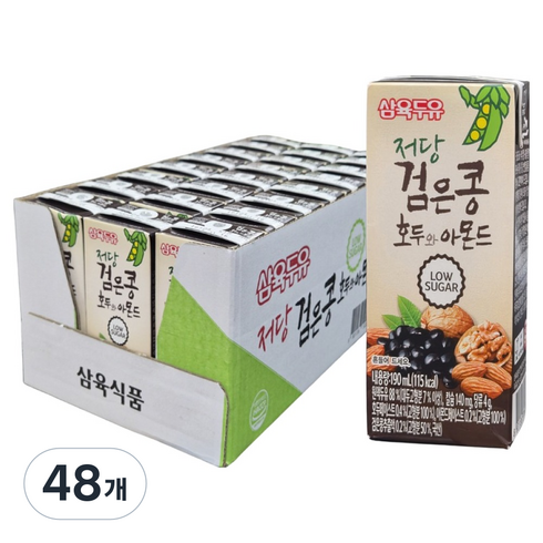 삼육두유 저당 검은콩 호두와아몬드 두유, 190ml, 48개