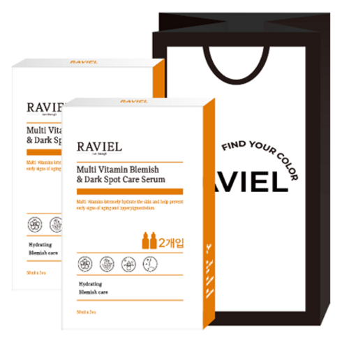 RAVIEL 멀티비타민 잡티 앤 기미 세럼 50ml x 4p + 쇼핑백 세트, 1세트