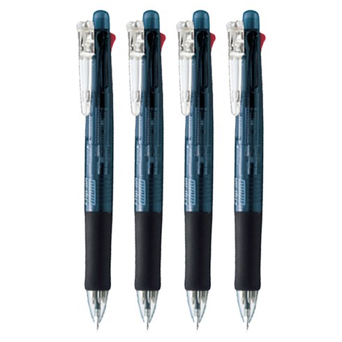 클립온 멀티 4색 B4SA1 볼펜 0.7mm + 샤프 0.5mm, 블랙, 4개
