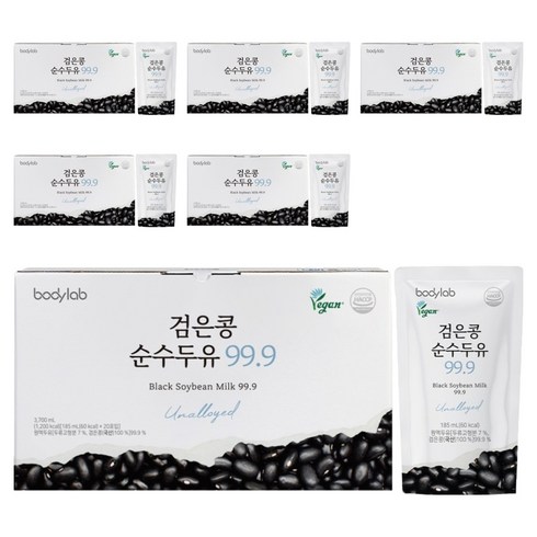 바디랩 검은콩 순수 두유 99.9, 185ml, 120개