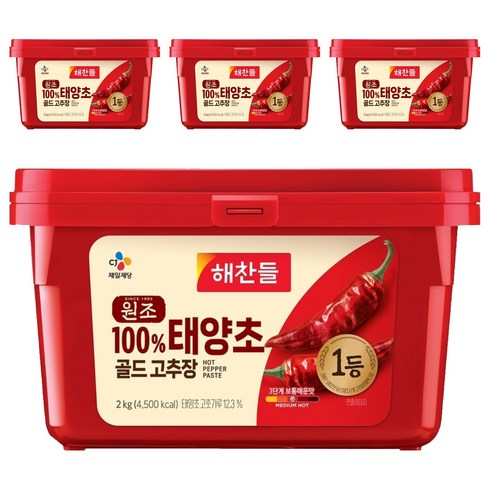 해찬들 태양초 골드 고추장, 2kg, 4개