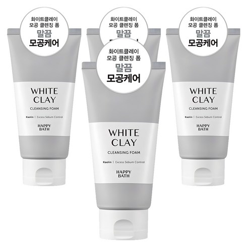 해피바스 화이트 클레이 모공 클렌징폼, 150g, 4개