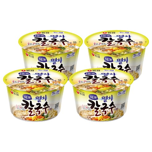 농심 멸치칼국수 사발 75g, 4개