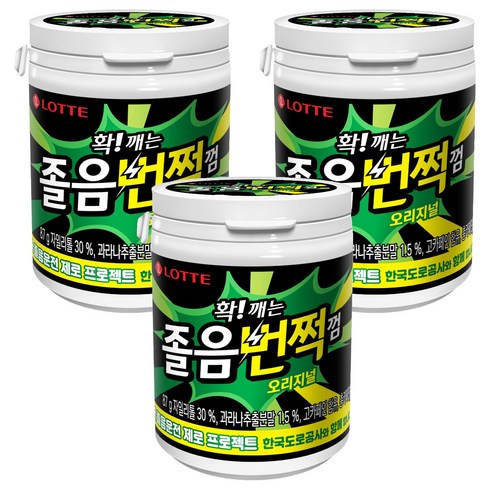 롯데웰푸드 졸음번쩍 껌, 3개, 87g