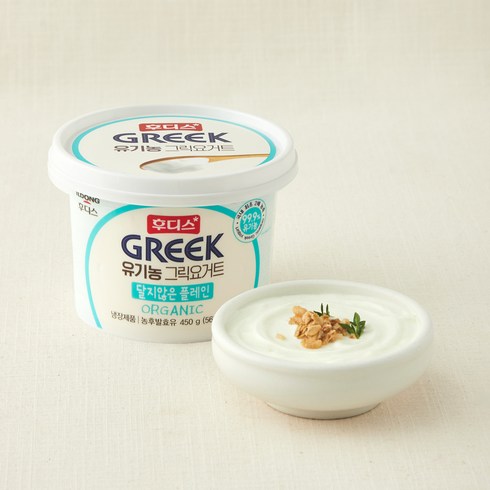 일동후디스 유기가공식품 인증 유기농 그릭요거트 달지않은 플레인, 450g, 1개