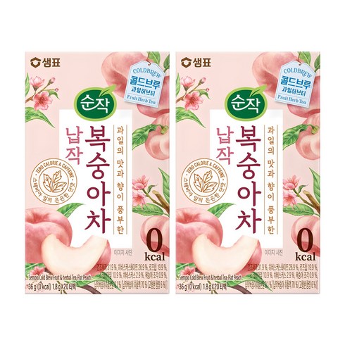 순작 콜드브루 과일허브티 납작 복숭아차, 1.8g, 20개입, 2개