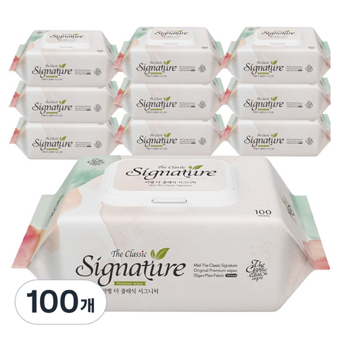 미엘 더 클래식 시그니처 물티슈 캡형, 55g, 100개입, 100개