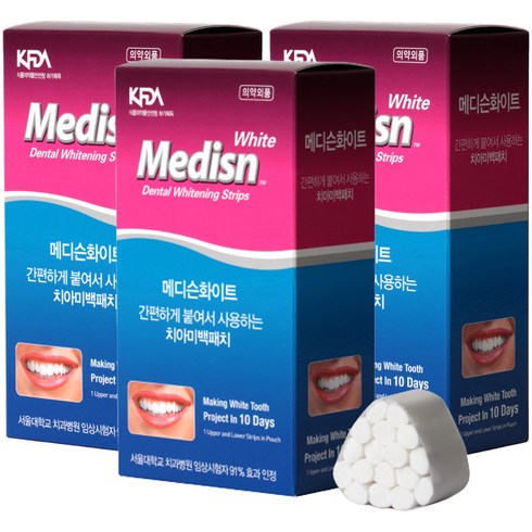 메디슨화이트 치아 미백패치 20p, 3개