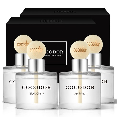 코코도르 우드볼 차량용 디퓨저 50ml 2개입, 블랙체리 + 에이프릴프레쉬, 2개