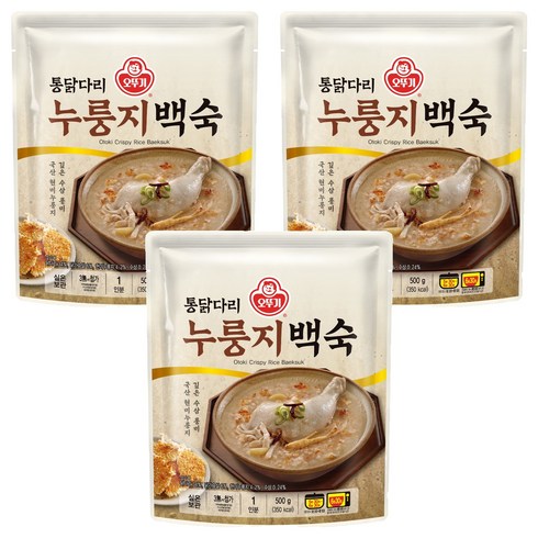 오뚜기 통닭다리 누룽지 백숙, 3개, 500g