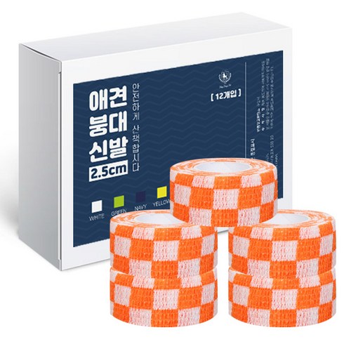 딩동펫 자가접착 애견 붕대신발, 체크오렌지, 12개