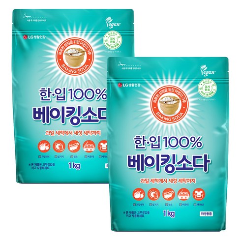 한입 100% 베이킹소다 알파 다목적세제, 1kg, 2개