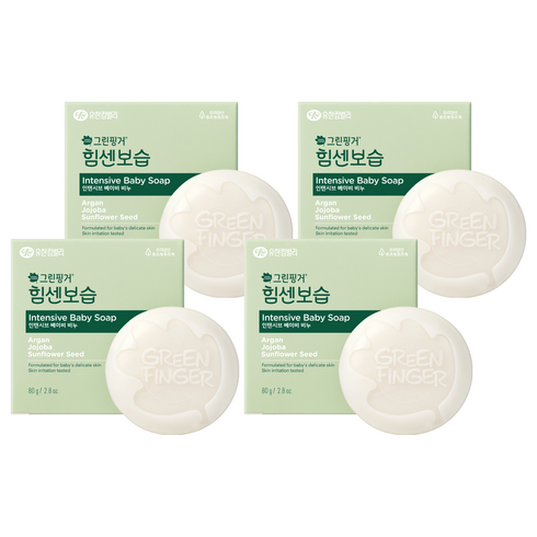 그린핑거 힘센 보습 인텐시브 베이비 비누, 80g, 4개