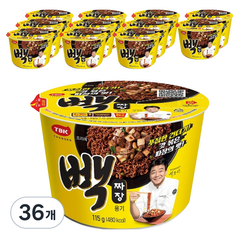 TBK 빽짜장 용기 컵라면 115g, 36개