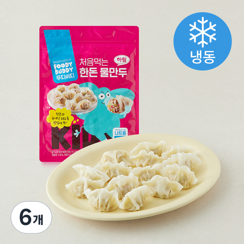 푸디버디 처음먹는 한돈 물만두 (냉동), 500g, 6개