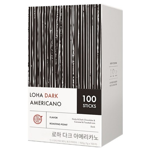 LOHA 다크 아메리카노 원두스틱커피, 1개, 100개입, 1g
