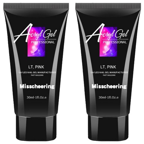 미스치어링 손톱 연장 재료 베이직 폴리젤, 라이트핑크, 30ml, 2개