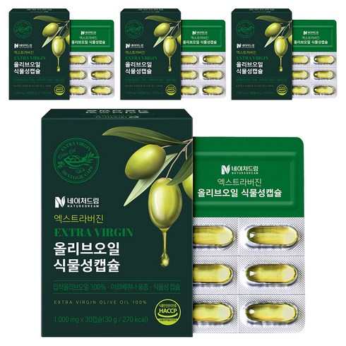 네이처드림 엑스트라버진 올리브오일 식물성캡슐, 30정, 4개