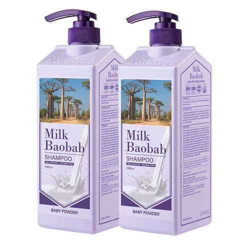 밀크바오밥 샴푸 베이비파우더향, 1L, 2개