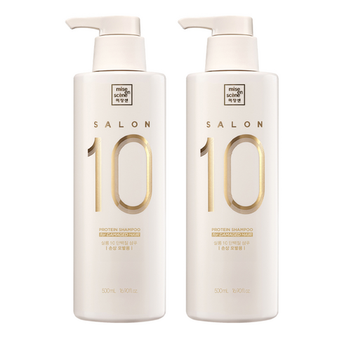 미쟝센 살롱 10 단백질 샴푸 손상 모발용, 500ml, 2개