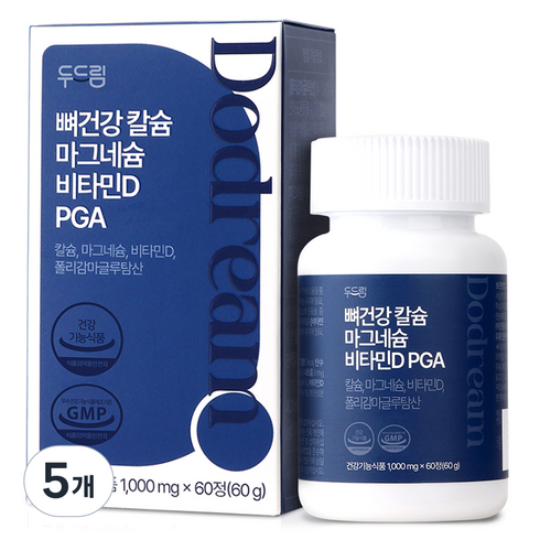 두드림 뼈건강 칼슘 마그네슘 비타민D PGA, 5개, 60정