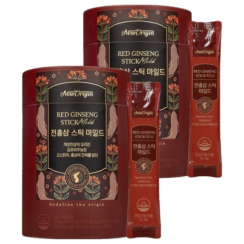 뉴오리진 유한건강생활 전홍삼스틱 마일드 30p, 450ml, 2개