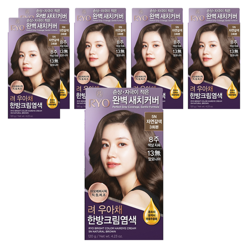 려 우아채 멋내기 새치크림, 5N자연갈색, 6개